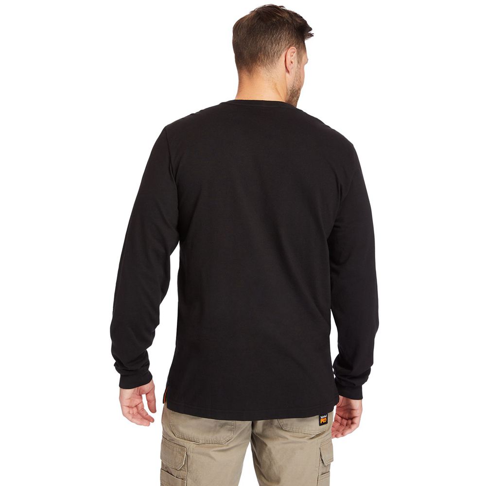 Timberland Mens T-Shirts PRO® Big & Tall Base Plate Long-Sleeve Wicking - Black - India TD3094728